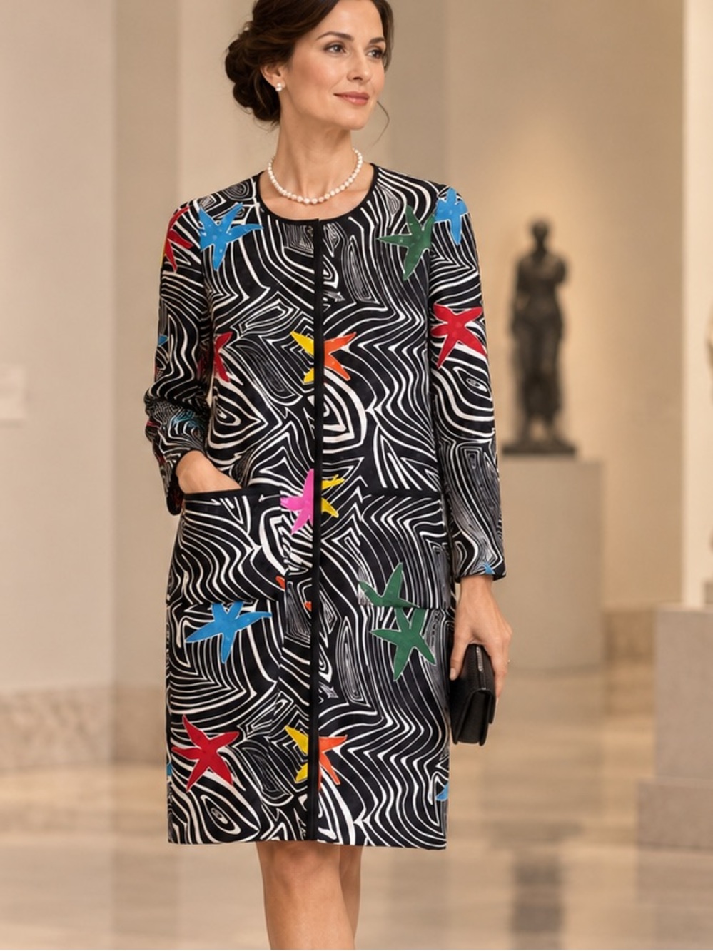 Vintage David Hayes Saks Fifth Avenue Silk Art Print Dress Size 10